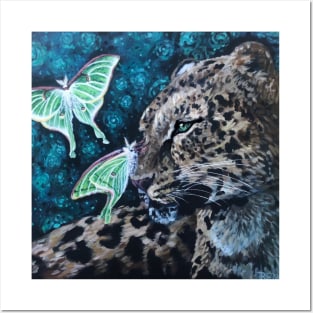 Luna moths and Leopard Posters and Art